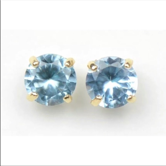 14k Solid White/Yellow Gold 5mm  Stud Earrings - Picture 8 of 9